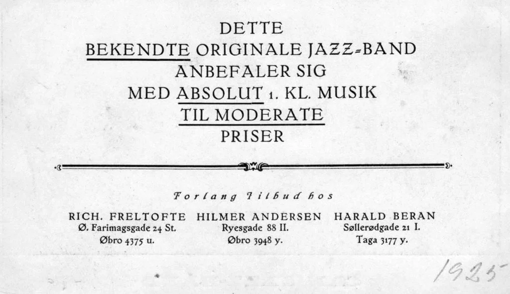 70.308 Bagside af kort med reklame for Can Jazz-band