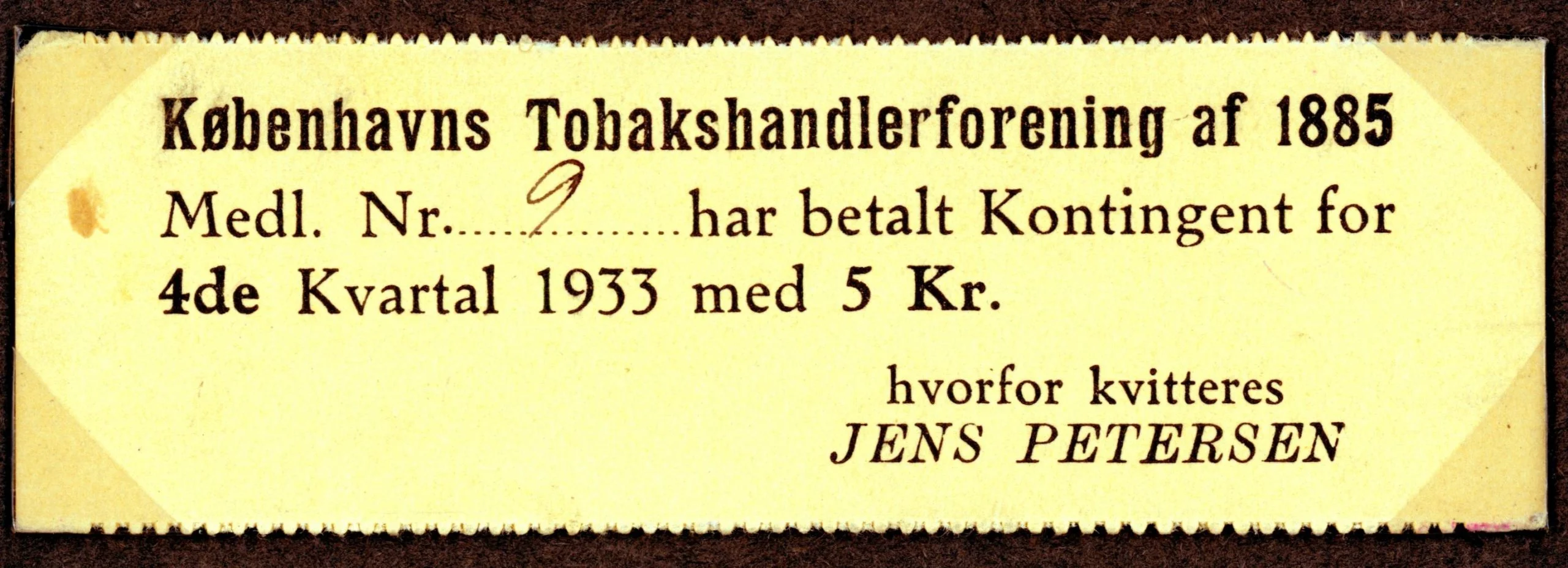 70.494 Kvittering tobakshandlerforeningen.