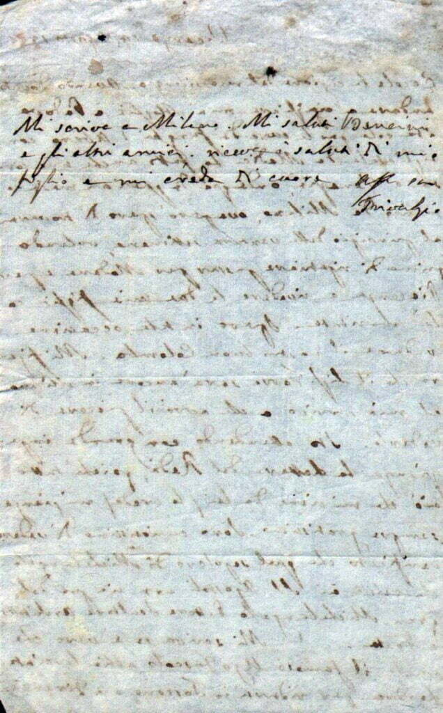 Italiensk brev til Vicenza 1825 side 2