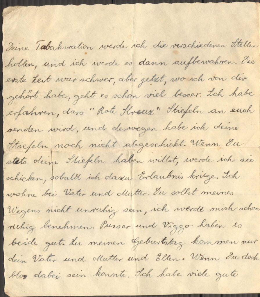 3.4 Brev sendt fra hustru i København til interneret betjent i Buckenwald.
